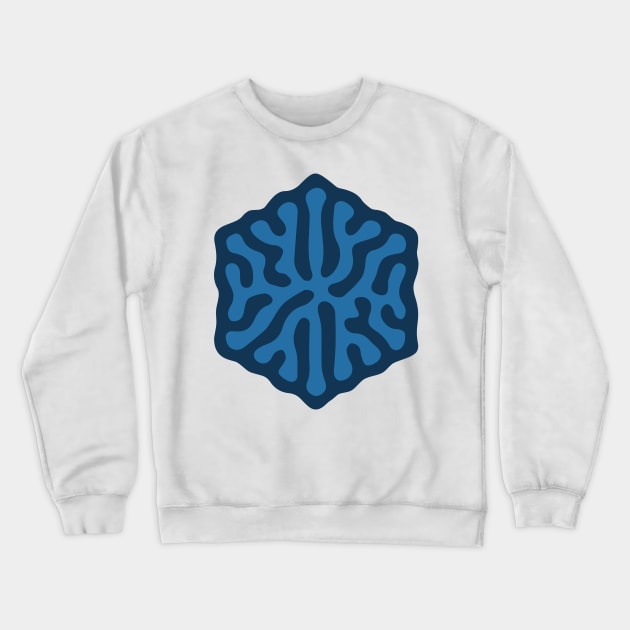 Reaction-Diffusion Hexagon (Blue) Crewneck Sweatshirt by John Uttley